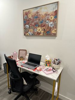 Desk with Marble “like” top & gold accents (accessories & chair) not included.