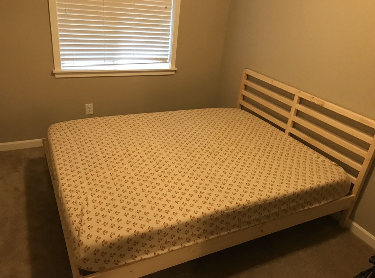 Queen bed frame and 10” memory foam mattress