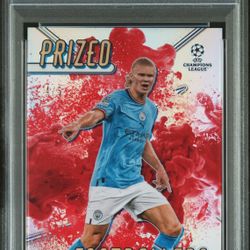 2022 Topps Finest UCC Erling Haaland Prized Footballers Fusion Red/Red /5 PSA 9