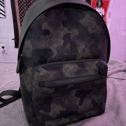 Dark Green Camo Coach Backpack