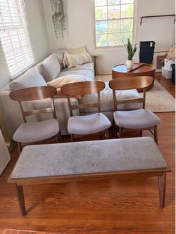 Dining chairs and a bench