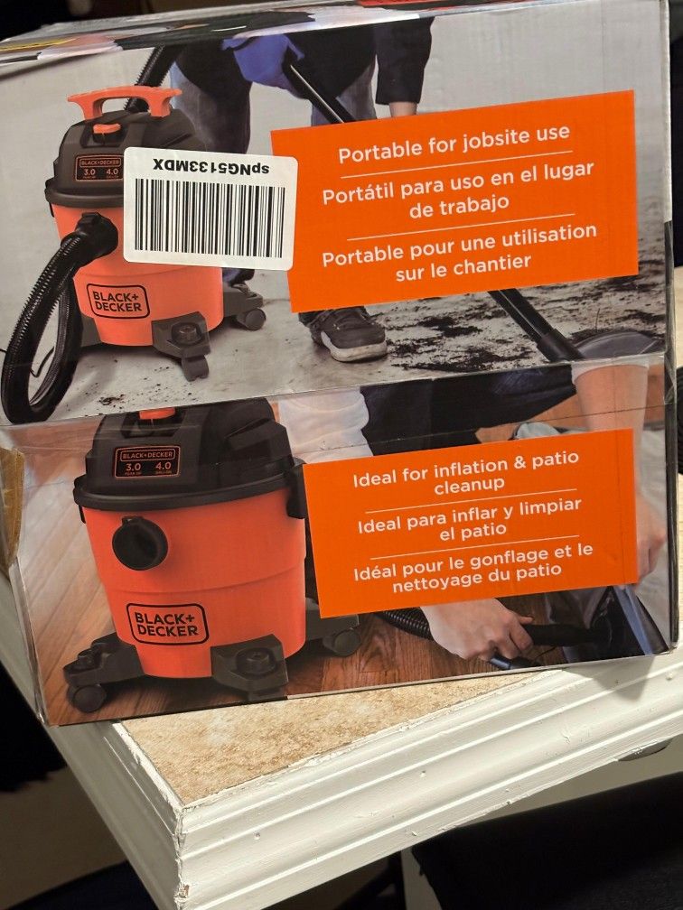 BLACK+DECKER Aspiradora para tienda húmeda y seca, aspiradora portátil 3 en 1 de 4 galones con accesorios, taller, garaje, aspiradora para el hogar y