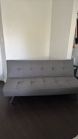 Gray Tufted Fabric Futon Sofa Bed
