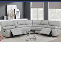 Leather Power Reclining Sectional Set 