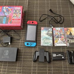 Gently Used Nintendo Switch + Capture Card And Games 