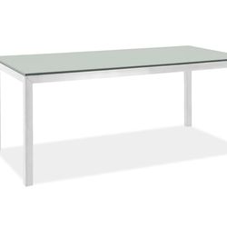 Room & Board Parsons 72W 36D Stainless Steel Satin Etched Glass Desk/Table