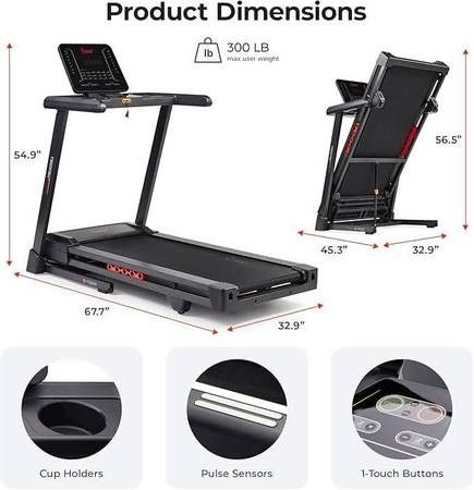 Sunny Smart Heavy Duty Treadmill 20 wide 300LB Foldable $550