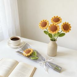 Crochet Sunflower Gift – Handmade Flower for Teacher Appreciation, Mother’s Day Gift, Keepsake Flowe