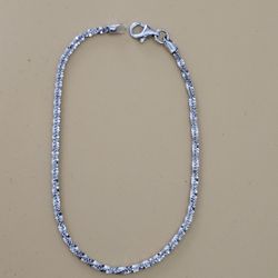 🔥 Solid S925 Sterling Silver Bracelet | Twisted Rock | 7.5in, 2mm 🔥