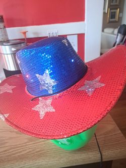 Red and blue star cowgirl hat
