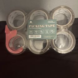 6 ROLLS PACKING TAPE AND DISPENSER UNOPENED PACKAGE 