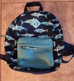Cat & Jack Blue Sharks 10" Small Backpack