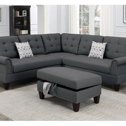 Gray Sectional Sofa With Ottoman 