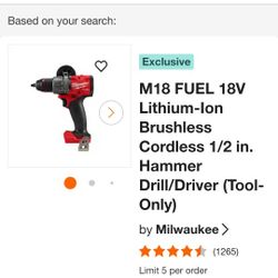 Milwaukee m18 fuel drill used like new Tool-Only Firm Price/precio Firme No Acepto Menos Gracias 🛑 