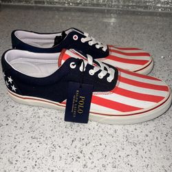 New Polo Ralph Lauren Men’s Size 10 Vans Style Shoes Great For The 4th Of July