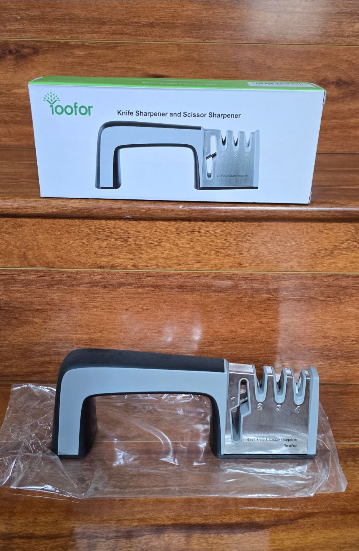 4-in-1 Knife Sharpener with Scissor Slot, Multi-Stage Manual Knife Sharpening Tool