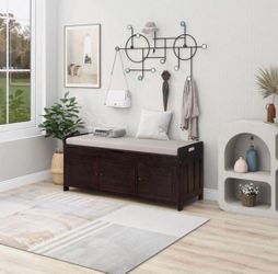 NEW Espresso 43.5 in. Bedroom Bench with 3-Doors