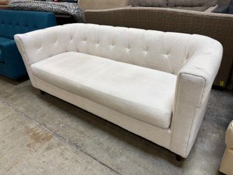 WEST ELM Modern Ivory Chester Tufted Upholstered Sofa