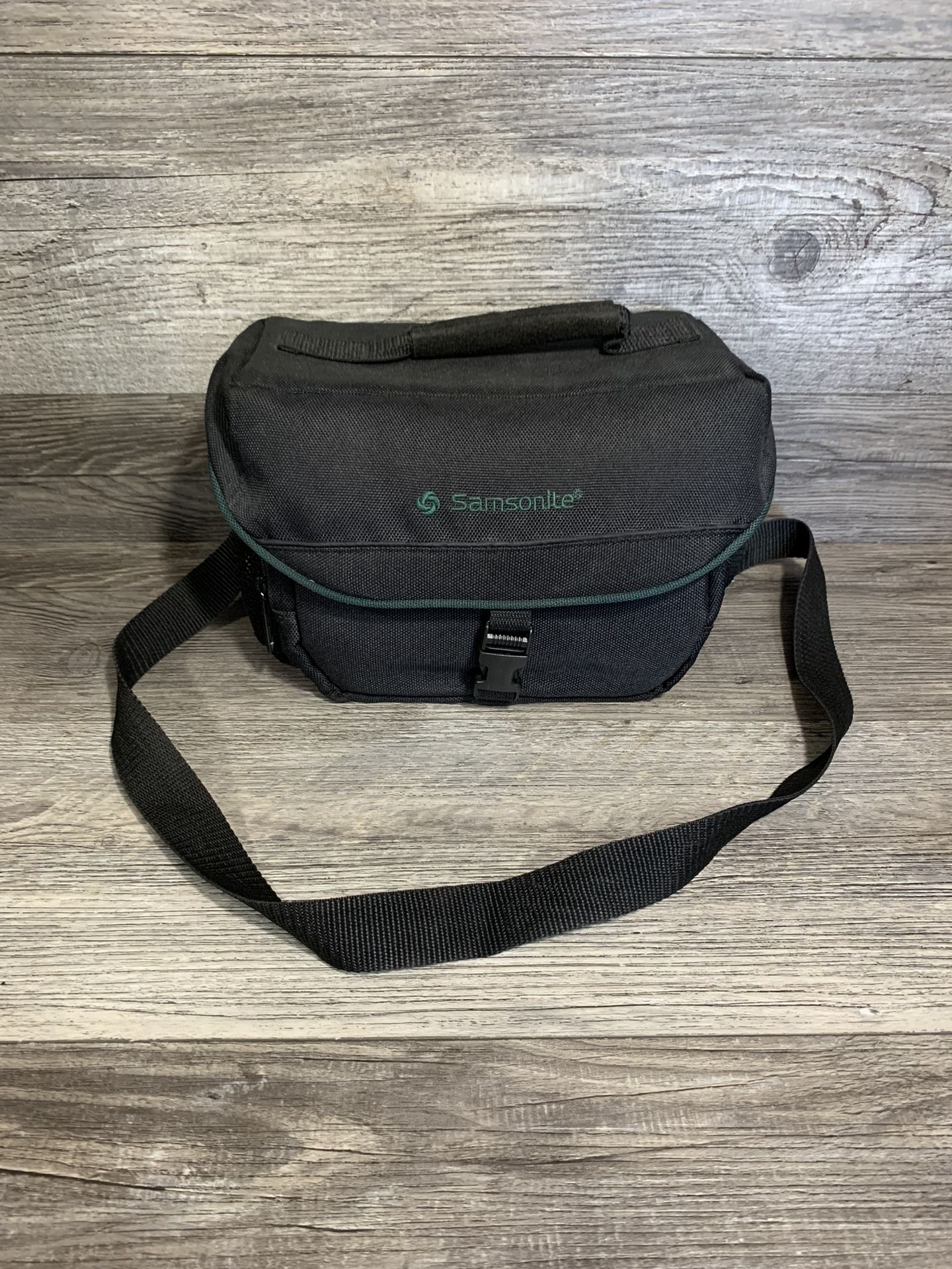 Vintage Black / Green Samsonite Camera Camcorder Bag Carrying Case With Neck Shoulder Strap