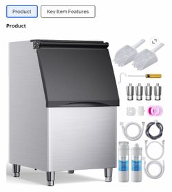 New in box Coolake 360 lb. Commercial ice Storage Bin for Ice Machine, 22" Stainless Steel Ice Bin with Convenient Lift-up Door, Adjustable Feet Keep