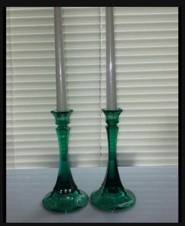 Vintage Lancaster Indiana Glass Candle Holders