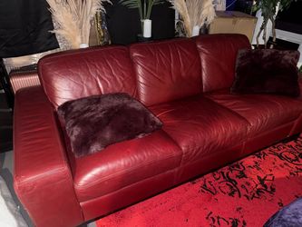 Burgundy / Oxblood Authentic Italian Leather Sofa + Loveseat | Solid Wood Frame |