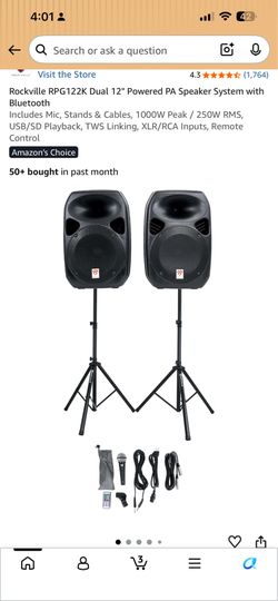 Rockville Speakers w/ 4 wireless Microphones and Karaoke Martin Hanger Mixer