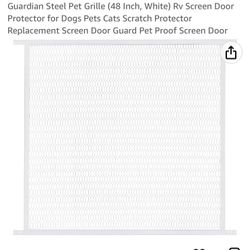 Guardian Steel Pet Grille (48 Inch, White) Rv Screen Door Protector for Dogs Pets Cats Scratch Protector Replacement Screen Door Guard Pet Proof Scree