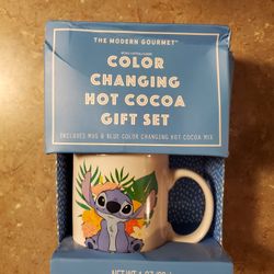 Disney's Stitch Mug And Color Changing Hot Coco Gift Set. NIB