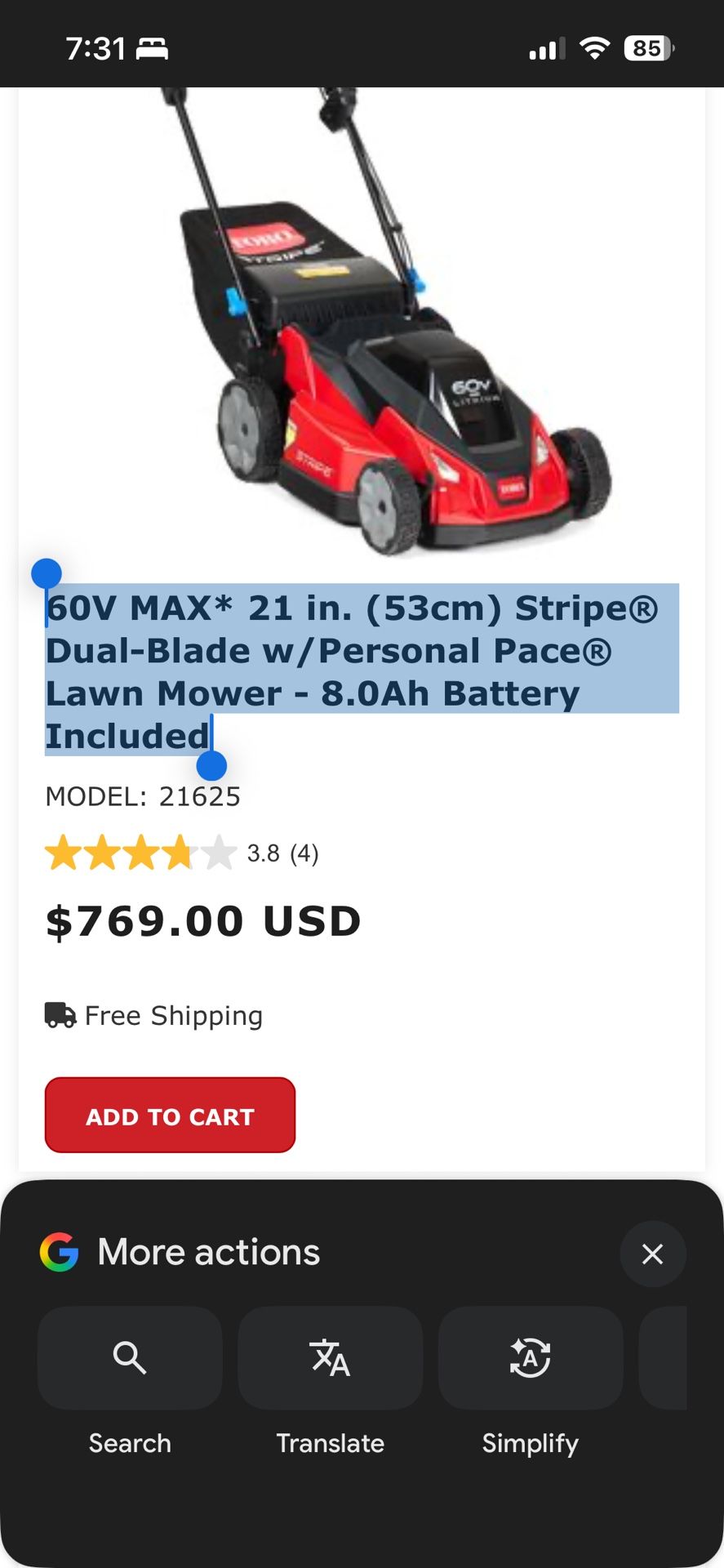 Toro Push Lawn Mower