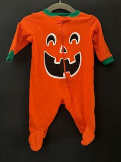Halloween 🎃 Baby Pumpkin Face Footed Sleeper Size 0-3M