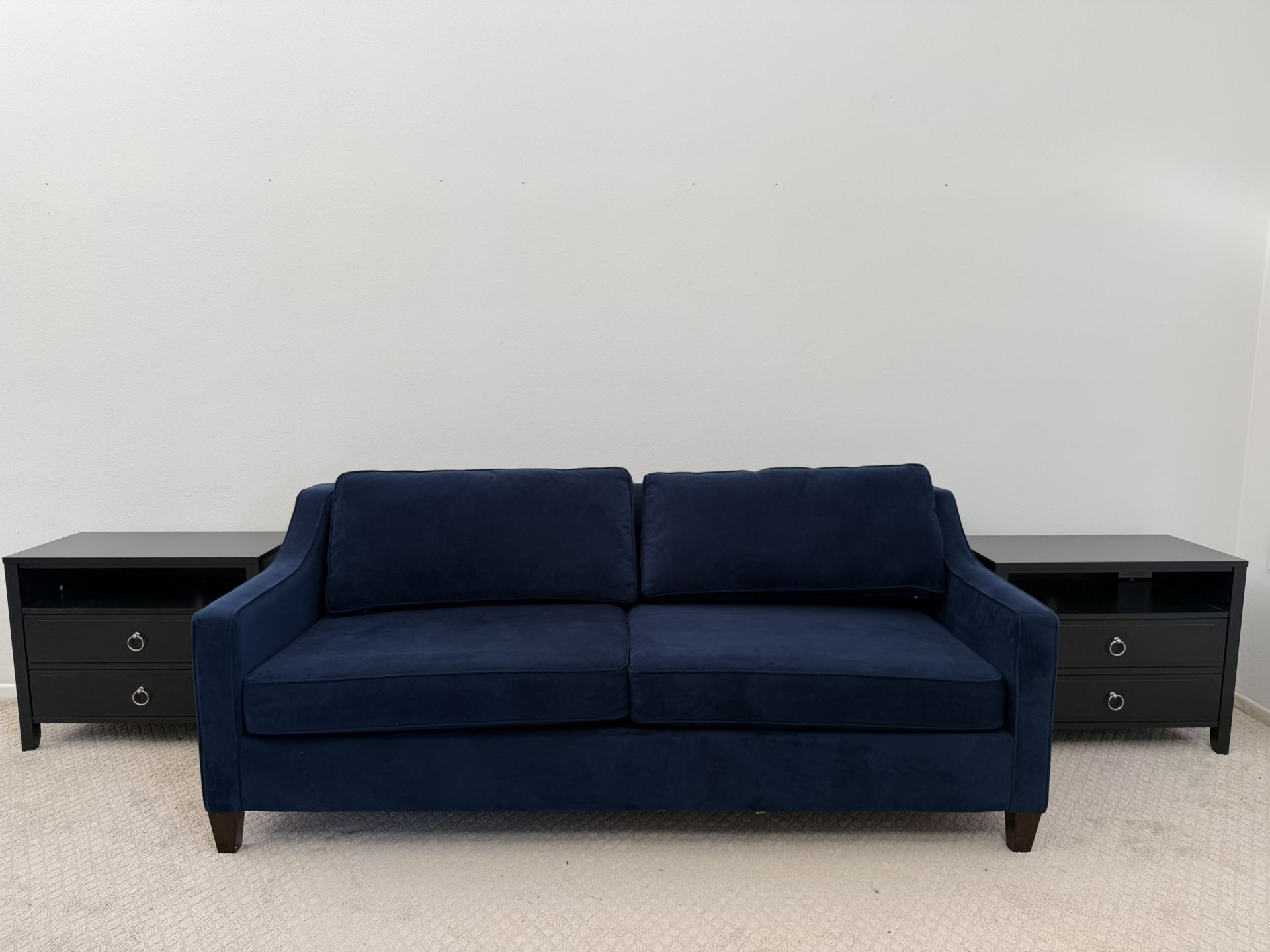 West Elm Paidge blue velvet sleeper sofa 81” – pickup by Thu