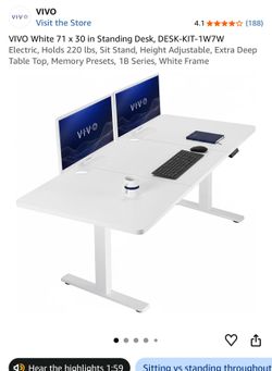 Vivo White Standing Desk 71”x30”