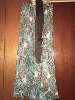 Green & Brown Paisley Skirt