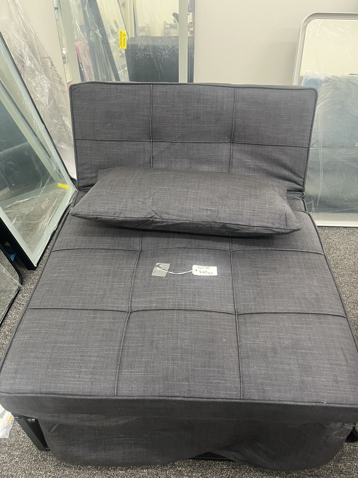 Sofa Bed, 4 in 1 Multi-Function Folding Ottoman Breathable Linen Couch Bed with Adjustable Backrest