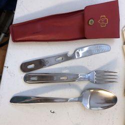 Vintage Girl Scout Camping Silverware With Case