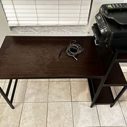 Desk with Builtin Bookcase plus Printer with Cables WiFi Print Capability 