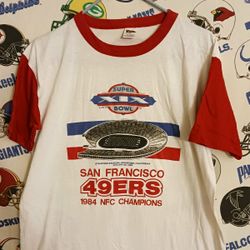 Vintage Vntg 1984/1985 San Francisco 49ers Forty Niners Super Bowl XIX NFL Football Graphic Tee Shirt