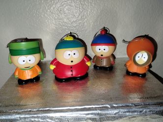 South Park Set Of 4 Rubber Holiday Christmas Ornaments Kenny Cartman Stan Eric