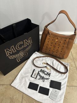 Authentic MCM Leather Cognac Shoulder Or Cross Body Bag!Never Used
