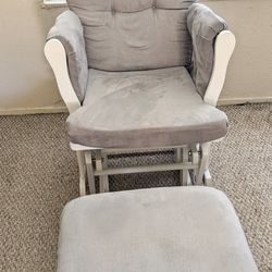 Must Pick Up By 3pm On Tues 5/7 - Grey Rocker/Rocking Chair With Foot Rest 