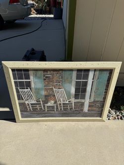 Framed Farmhouse Porch Print Wall Art “Stone House”