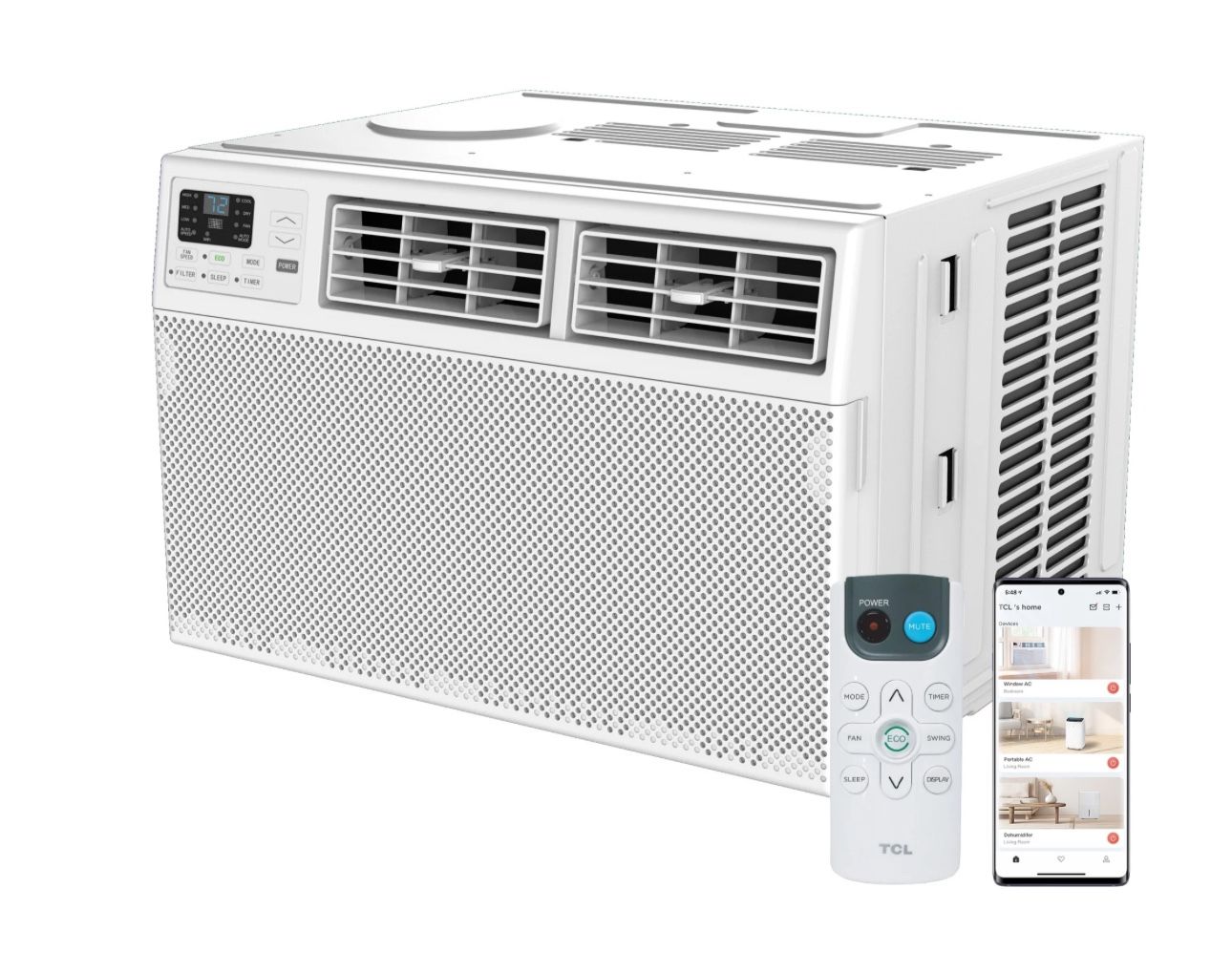 TCL 10,000 BTU Smart Window Air Conditioner, Fan & Dehumidifier, 450 Sq. Ft., Remote Control, Works with Alexa/Google Assistant, W10W92-4I