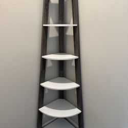 New Monarch Specialties Corner Accent Etagere, 72"H, Grey & White Finish 