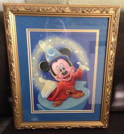 Disney Fantasia framed Mickey 16" tall x 13" wide