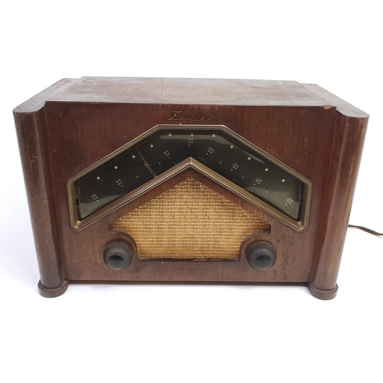 *works!* Vintage 1946 Zenith Tube Radio Boomerang  6D029 Consol-Tone Table Top AM Wooden