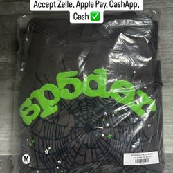 SP5DER Hoodie “OG Web Grey/Green” Size M (Check Description)