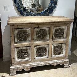 Rustic White Washed Wood Dresser