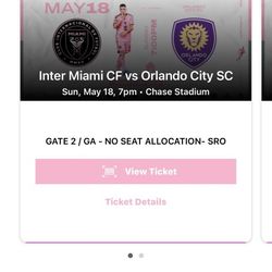 1 SINGLE TICKET INTER MIAMI TICKET  SUPPORTERS SECCION 