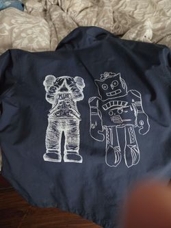 Navy Graphic Jacket with Robot Characters